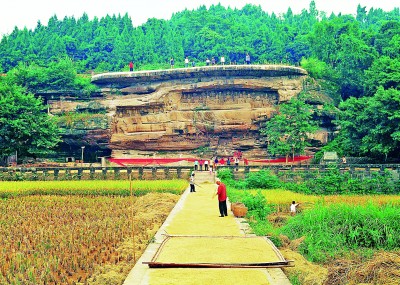 唐代释迦牟尼涅槃图,位于四川省安岳县卧佛镇卧佛院。