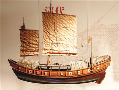 清代漕船模型。 中国京杭大运河博物馆供图