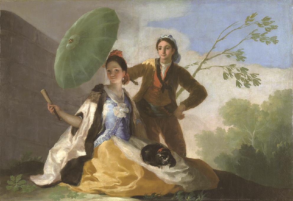 戈雅的创造力在他漫长的艺术生涯中始终强烈而持久。这幅《阳伞》是戈雅最浪漫美好的画作之一。