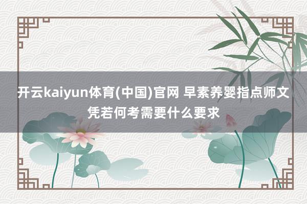开云kaiyun体育(中国)官网 早素养婴指点师文凭若何考需要什么要求