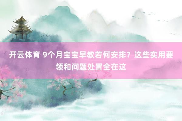 开云体育 9个月宝宝早教若何安排？这些实用要领和问题处置全在这
