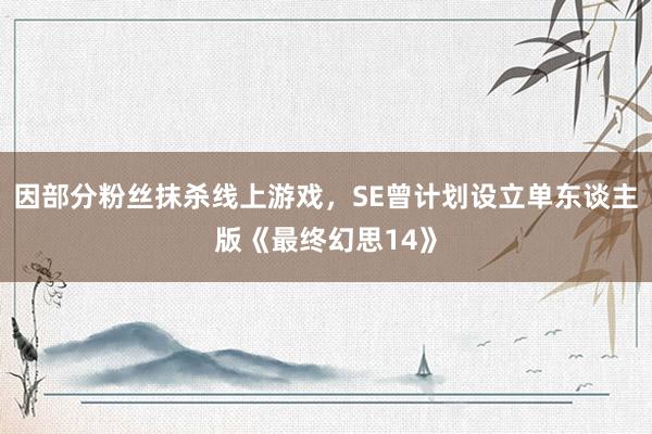 因部分粉丝抹杀线上游戏，SE曾计划设立单东谈主版《最终幻思14》