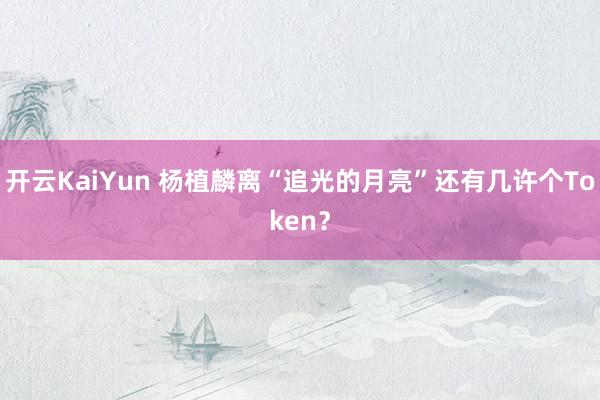 开云KaiYun 杨植麟离“追光的月亮”还有几许个Token？