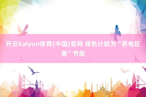开云kaiyun体育(中国)官网 绿色计较为“吞电巨兽”节能